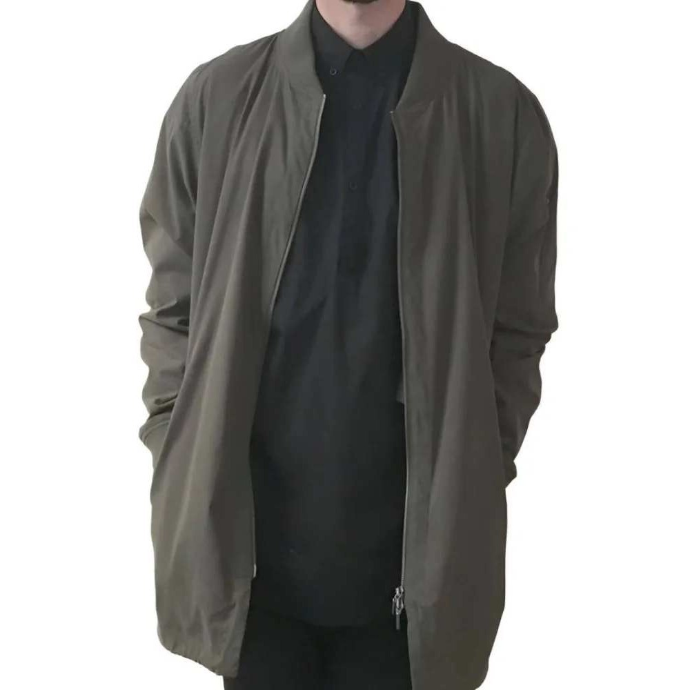 ZANEROBE Olive Bomber Jacket Mens Large Longline Fishtail Zip Utility Streetwear